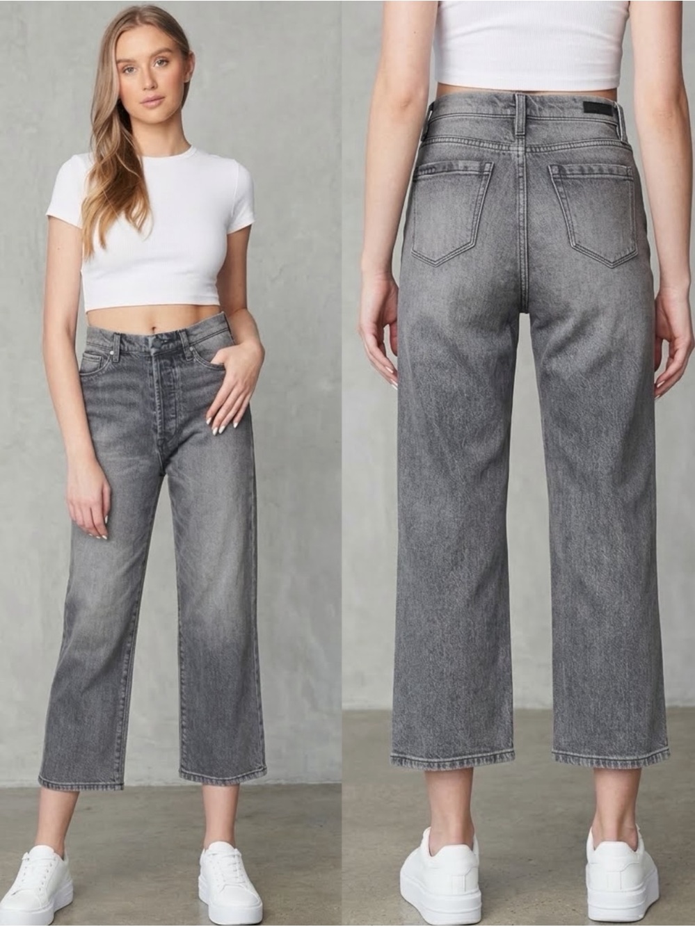 BLANKNYC The Baxter Ribcage Straight Leg Jeans Gray Button Fly 30 Wake Up NWT